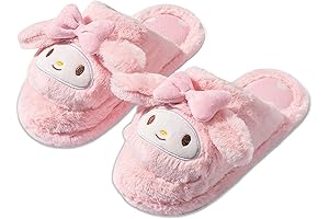 Anime Cute Plush Open Back Floor Slippers for Cozy Winter Days