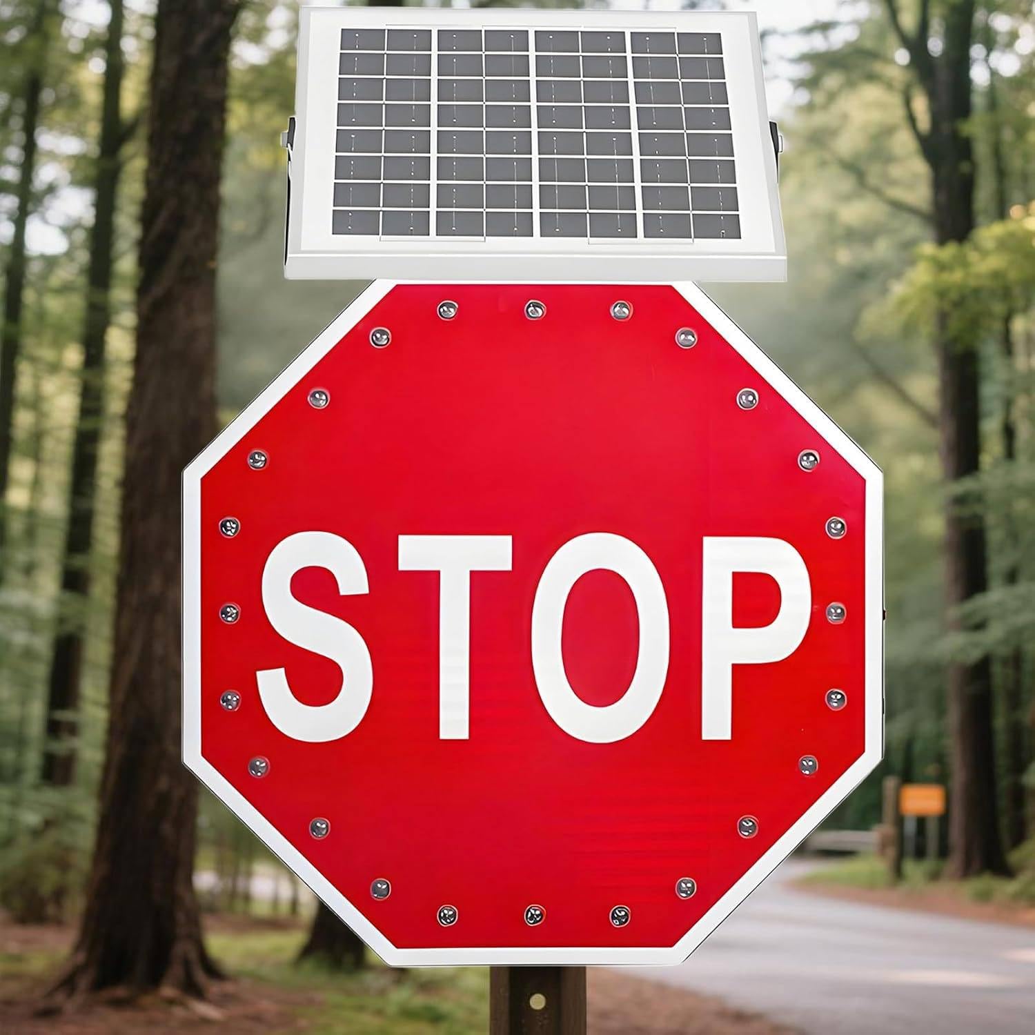 Cartel Stop Solar con 24 LED para Vías Privadas y Aparcamientos | Preparada para temperaturas de -40 a 60 °C, sirve en entradas, patios, aparcamientos y zonas expuestas al clima