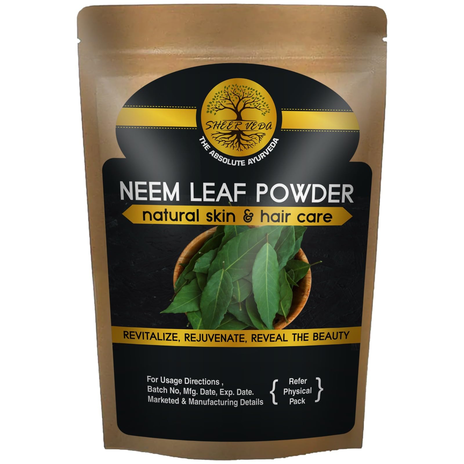 Sheer Veda Neem Leaf Powder for Clear Skin & Silky Hair. Nourish, Purify, and Rejuvenate Your Skin Tan Removal (Neam Leaf Powder, 200 GMS)