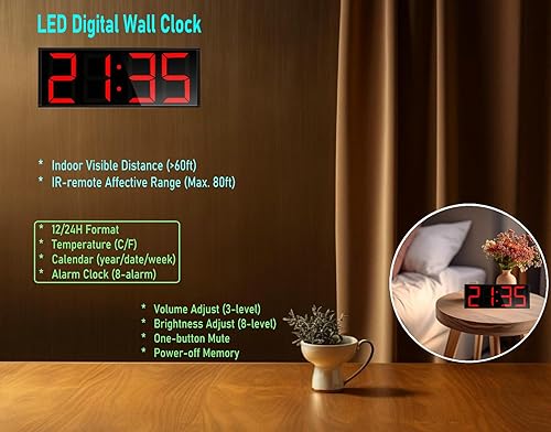 Miniatura 4 de Reloj temporizador de gimnasio en casa extra grande de 17.3 pulgadas, temporizador de intervalo de entrenamiento programable, reloj de pared