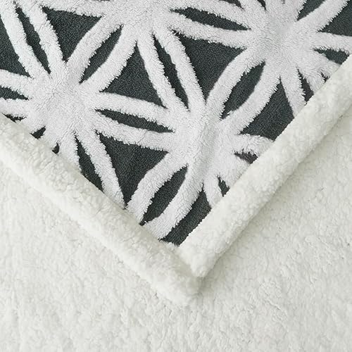 Miniatura 4 de LOMAO  Manta de vellón sherpa, suave y mullida de doble faz para sillón, sofá o cama (gris oscuro, 51 x 63 pulgadas)