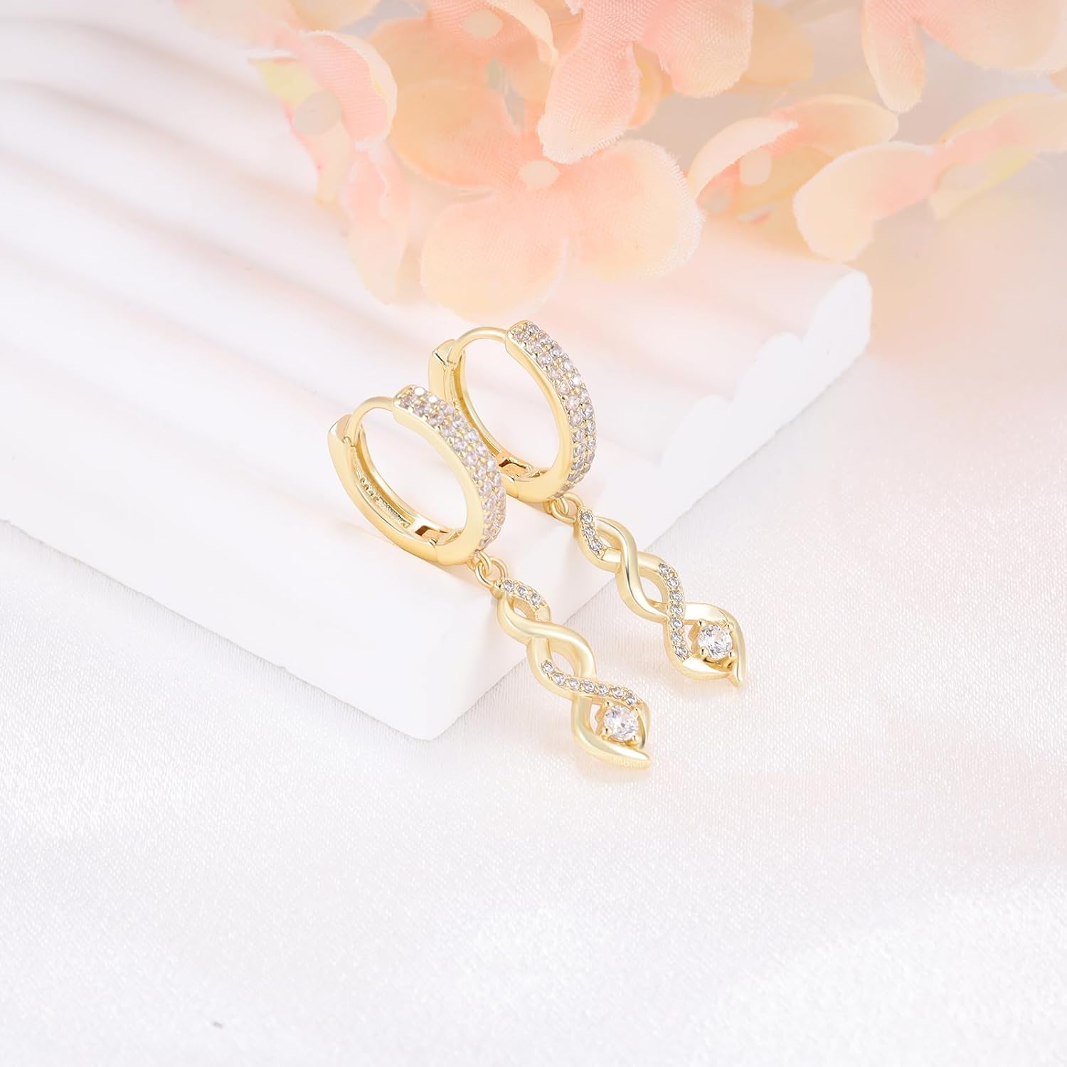 Infinity Drop Dangle Earrings for Women - Sterling Silver Cubic Zirconia Hoop Dangling Earrings Hypoallergenic Lightweight Sparkling CZ Hanging Long Earring Gifts for Her Mom Wife Sister - Image 3