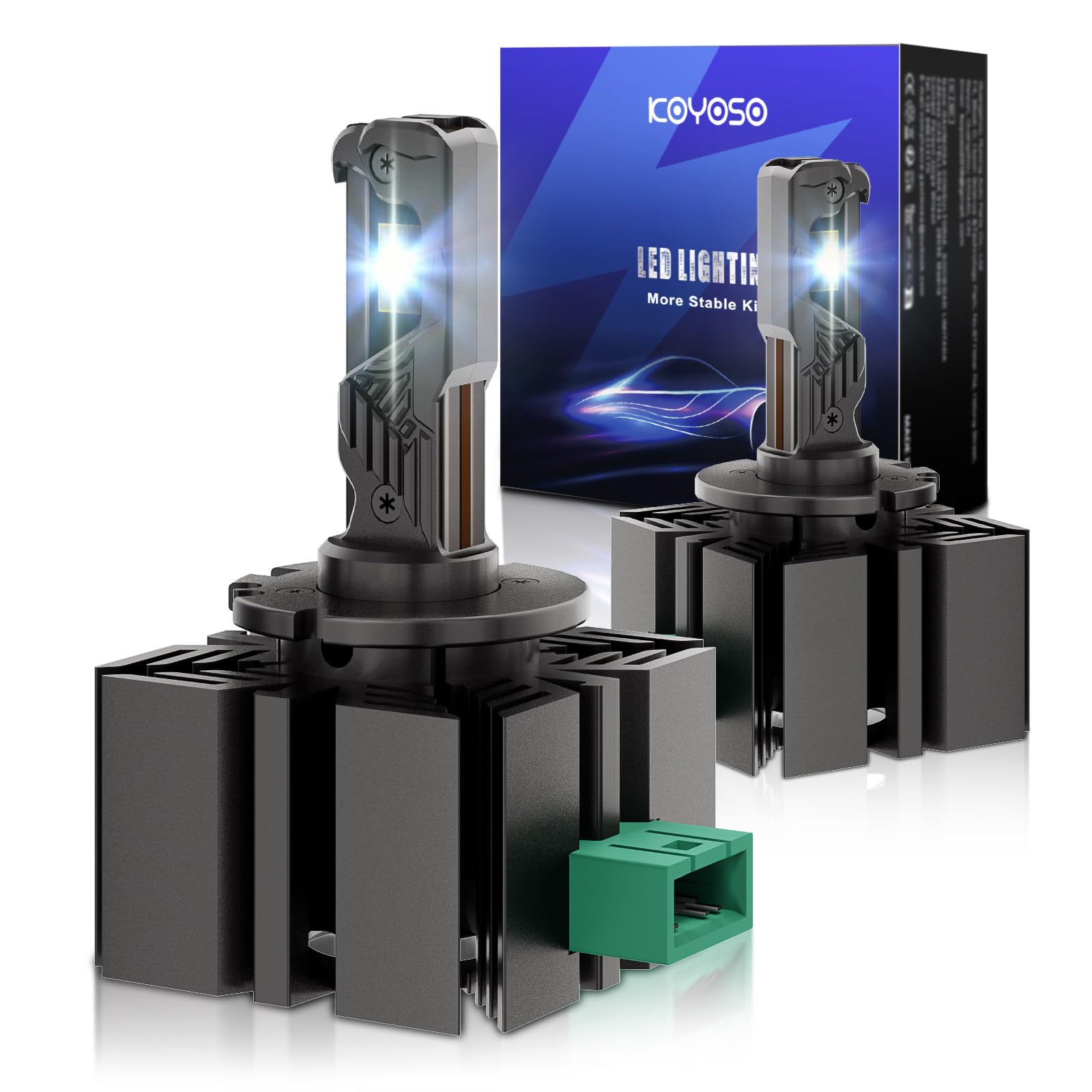 KOYOSO D3S LED Żarówki samochodowe: 1:1 Xenon Schemat wiązki - Plug and Play Instalacja i 24000 LM Światła drogowe/mijania Wymiana Xenon D3S dla samochodów 12V