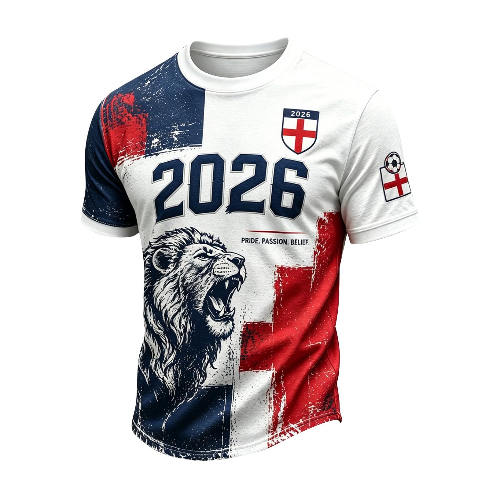 England Football Shirt 2026 World Cup Short Sleeve Crew Neck Men T Shirts 2026 England Casual Football Tops Lightweight Breathable Mens Tshirt Slim Fit Mens Clothing White