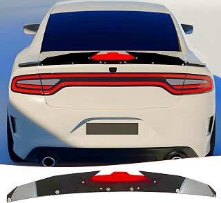 STSEV01 Rear Wickerbill Spoiler Wing Fit for Dodge Charger RT Road/Track 2015-2023, Smoked Black and Red Add-on Wicker Bill Exterior Accessories (Drilling Required, 9mm Drill)