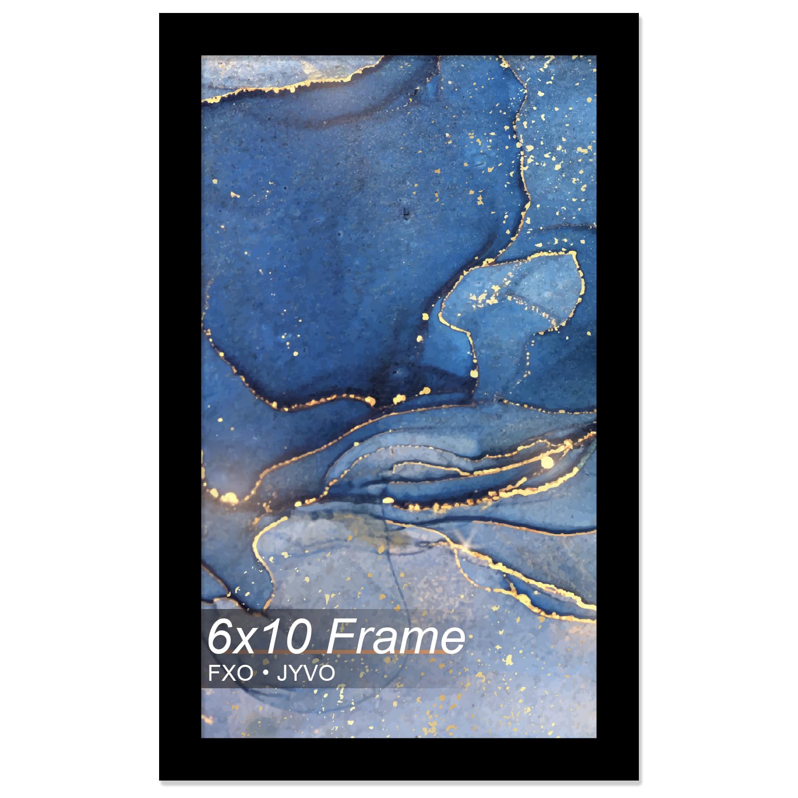 Photo 1 of Fxojyvo 6x10 Picture Frame, Black Frame for 6 x 10 Inch Picture Poster Photo, Light Weight and High Transparent 6 by 10 Frame for Wall - 1 Pack/Black/6"x10"