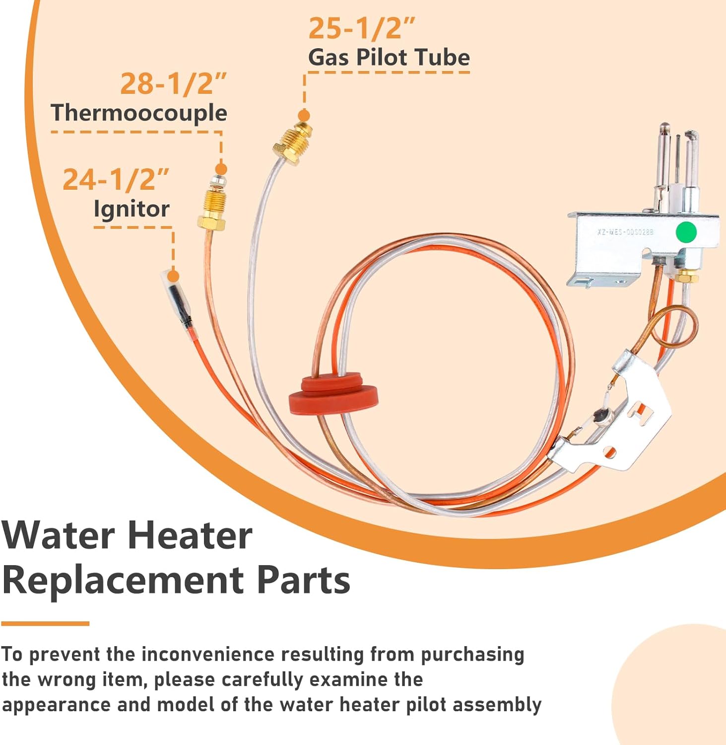 9003542 Pilot Assembly Compatible with Reliance, A.O.Smith, Kenmore, State GS and GSX Water Heater, 100109295, 9003542005, 183824-190 Replace Water Heater Thermocouple, Water Heater Replacement Parts