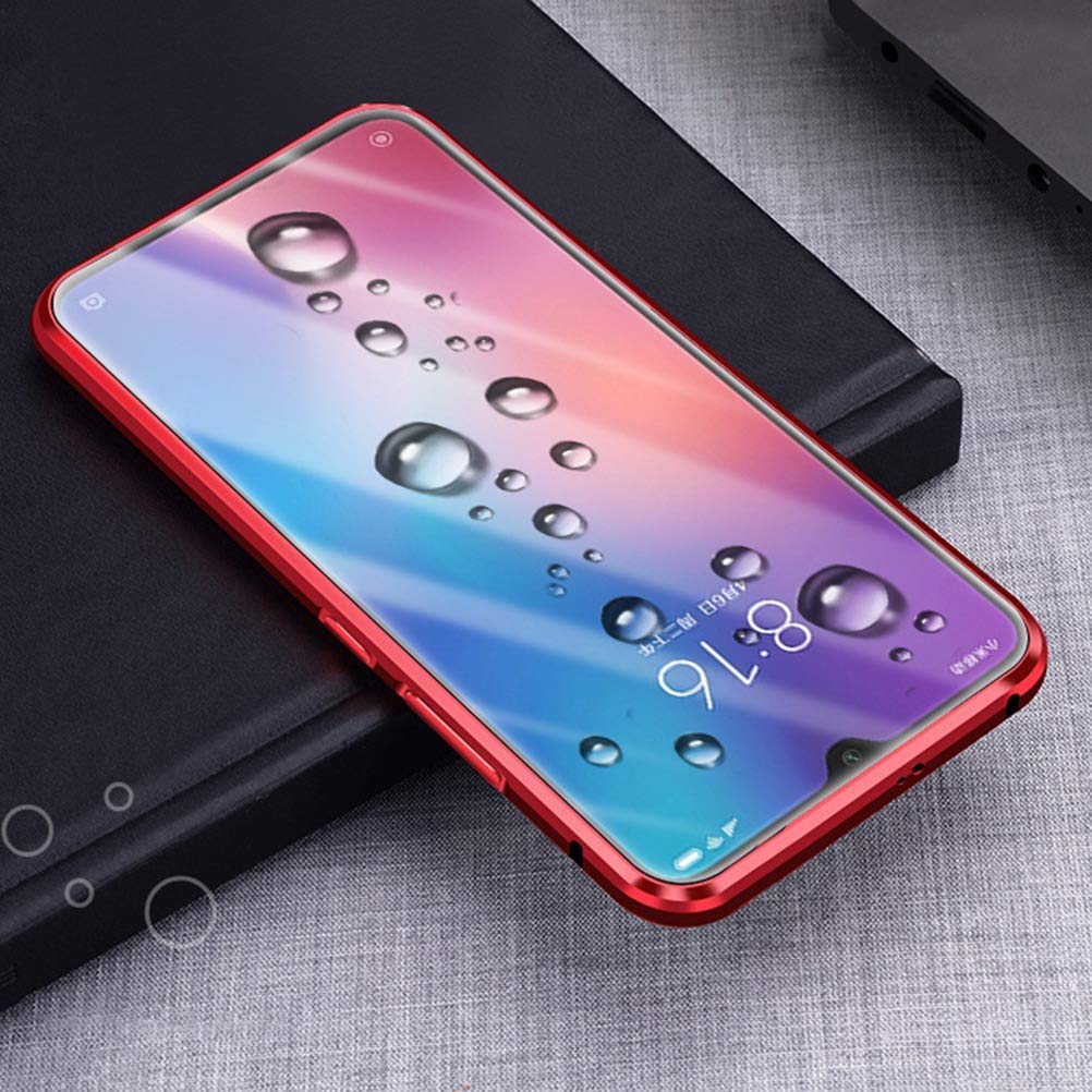 Custodia per Huawei Mate 20 Pro Cover Magnetica Forte Adsorbimento Bumper in Metal Alluminio 360 Gradi Full Body Protezione Ultra Sottile Trasparente Vetro Temperato Frontale e Posteriore Cover Case