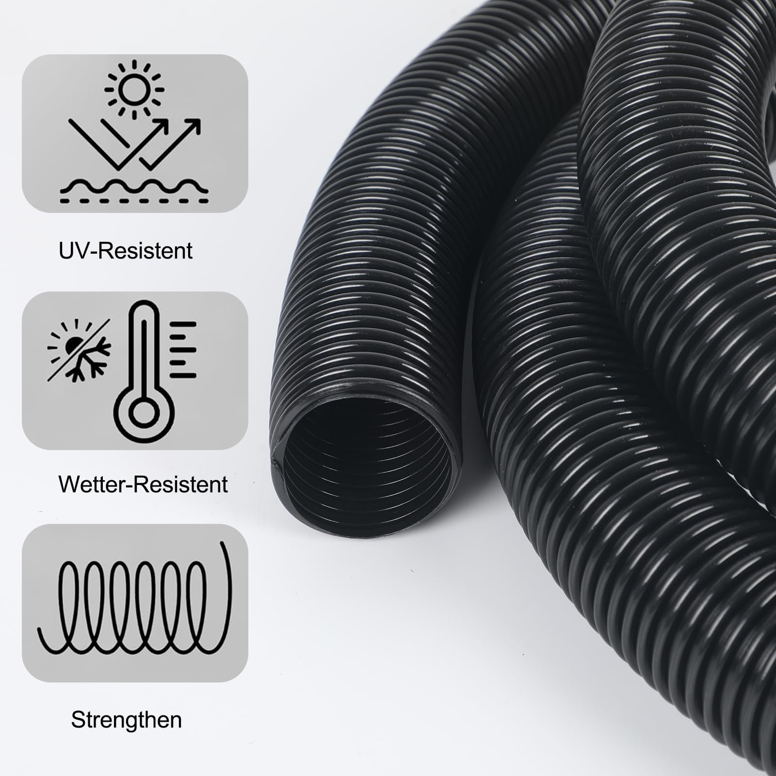 Flexibler Staubsaugerschlauch, 50mm 5 Meter Staubsaugerverlängerung Wellrohrschlauch für Trockner, Entlüftungsschlauch für Wäschetrockner, kompatibel mit den meisten Staubsaugern (50mm 5 Meter)