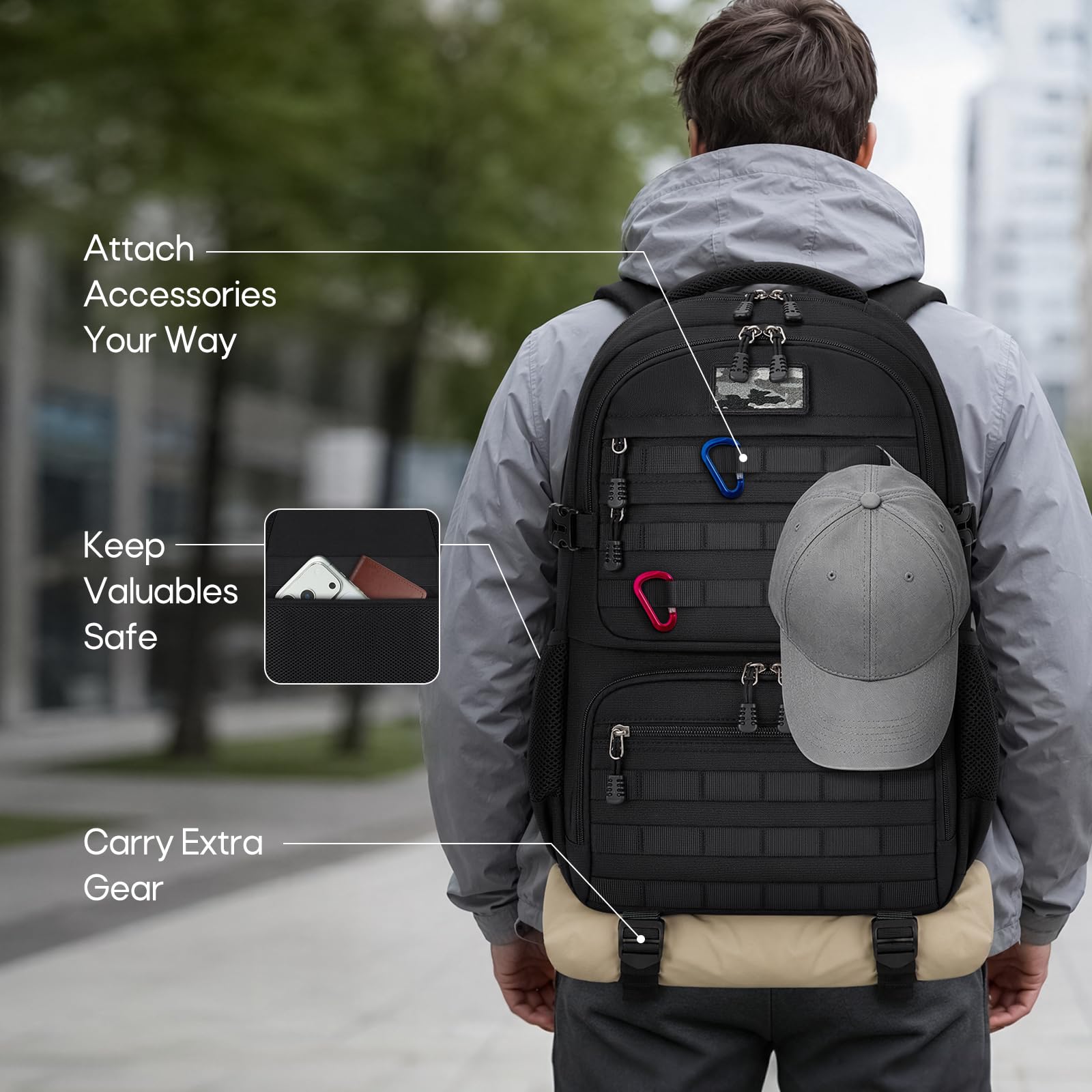 RAINSMORE Zaino Porta PC 17.3 Pollici con Scomparto Termico, Zaino Uomo