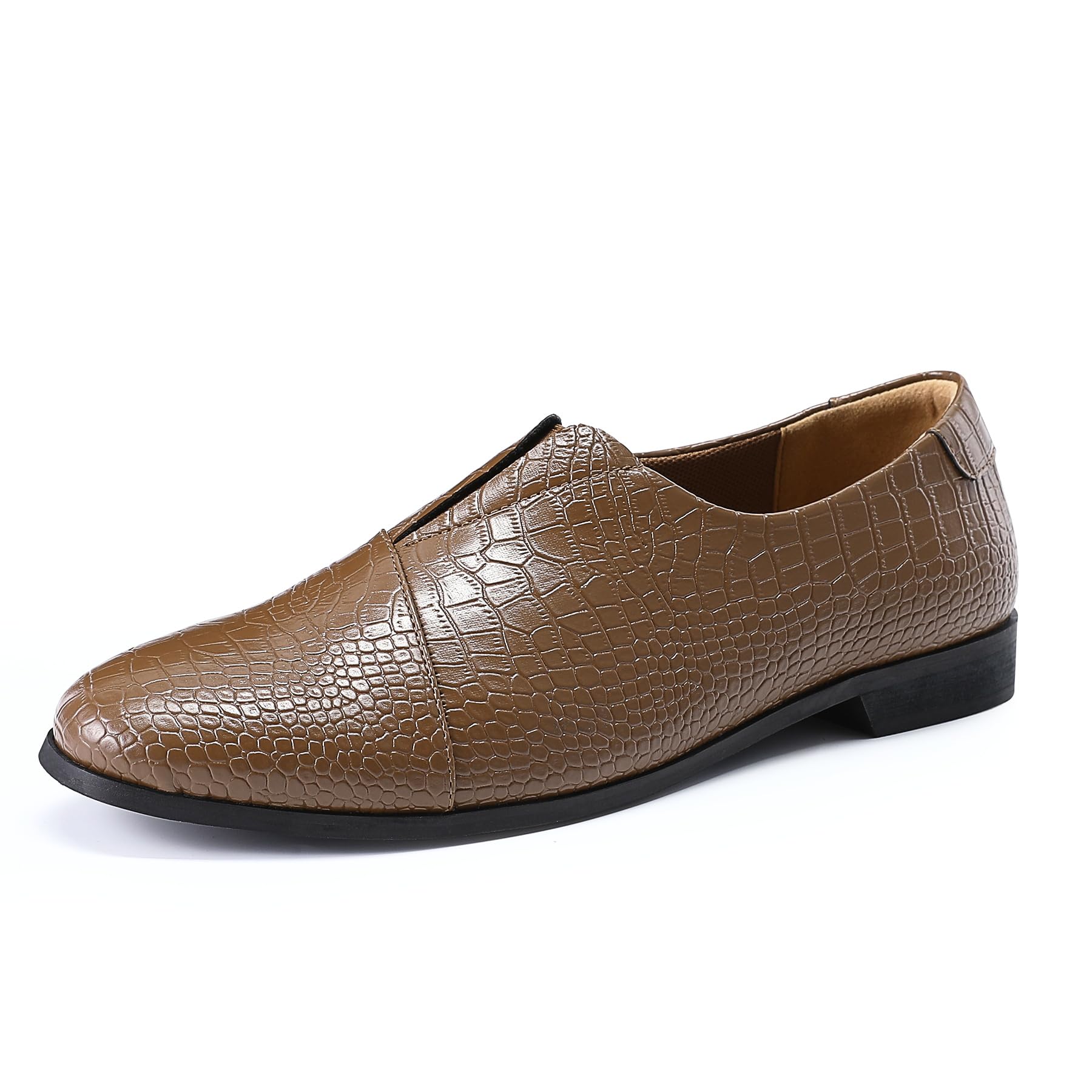 YFFUSHI Herren Mokassin Slip on Loafer Krokodilprägung Business | Slipper mit Krokodil-Prägemuster
