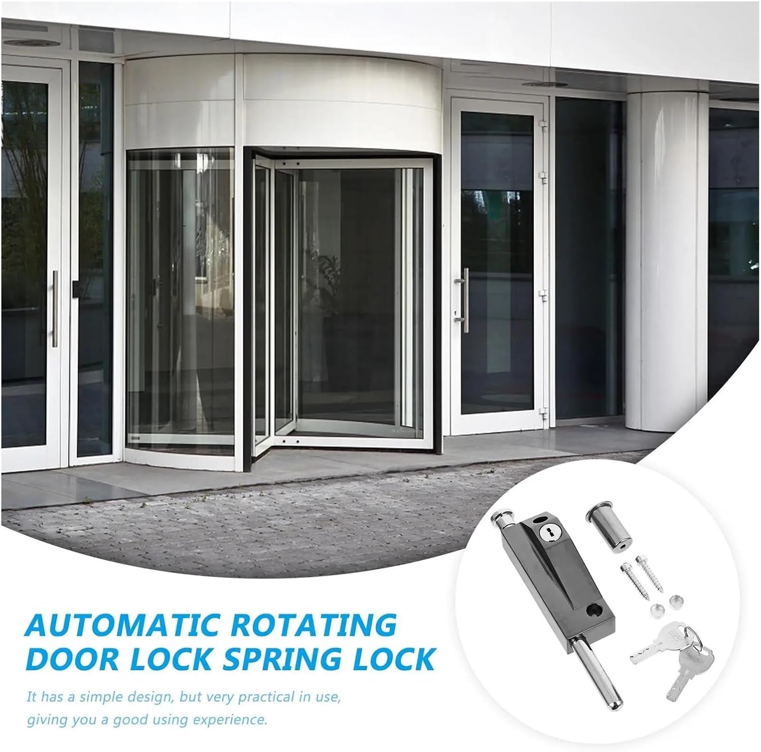 Sliding Glass Door Lock 2PCS Door Bolt Lock Zinc Alloy Security Slide Spring Latch Automatic Revolving(Silver)