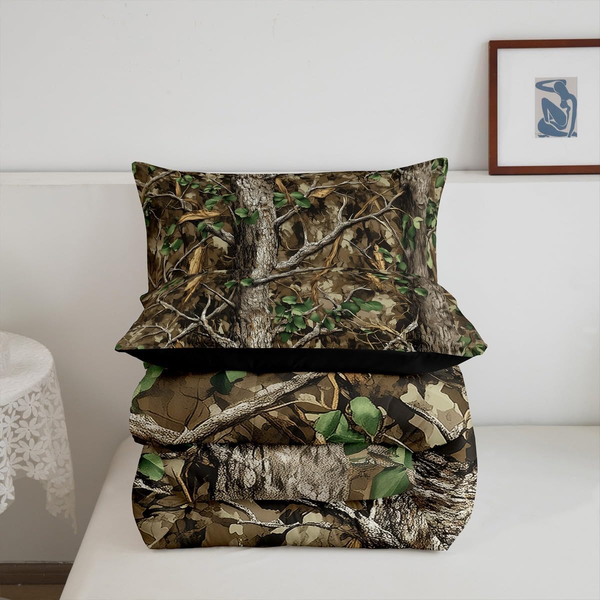 Erosebridal Woodland Camo Bedding Set King Rustic Farmhouse Cabin Comforter Set Farmhouse Hunting Woods Camouflage Bedding Comforter Sets for Kids Boys Men,Retro Country Camping Quilt Duvet 3 Pcs