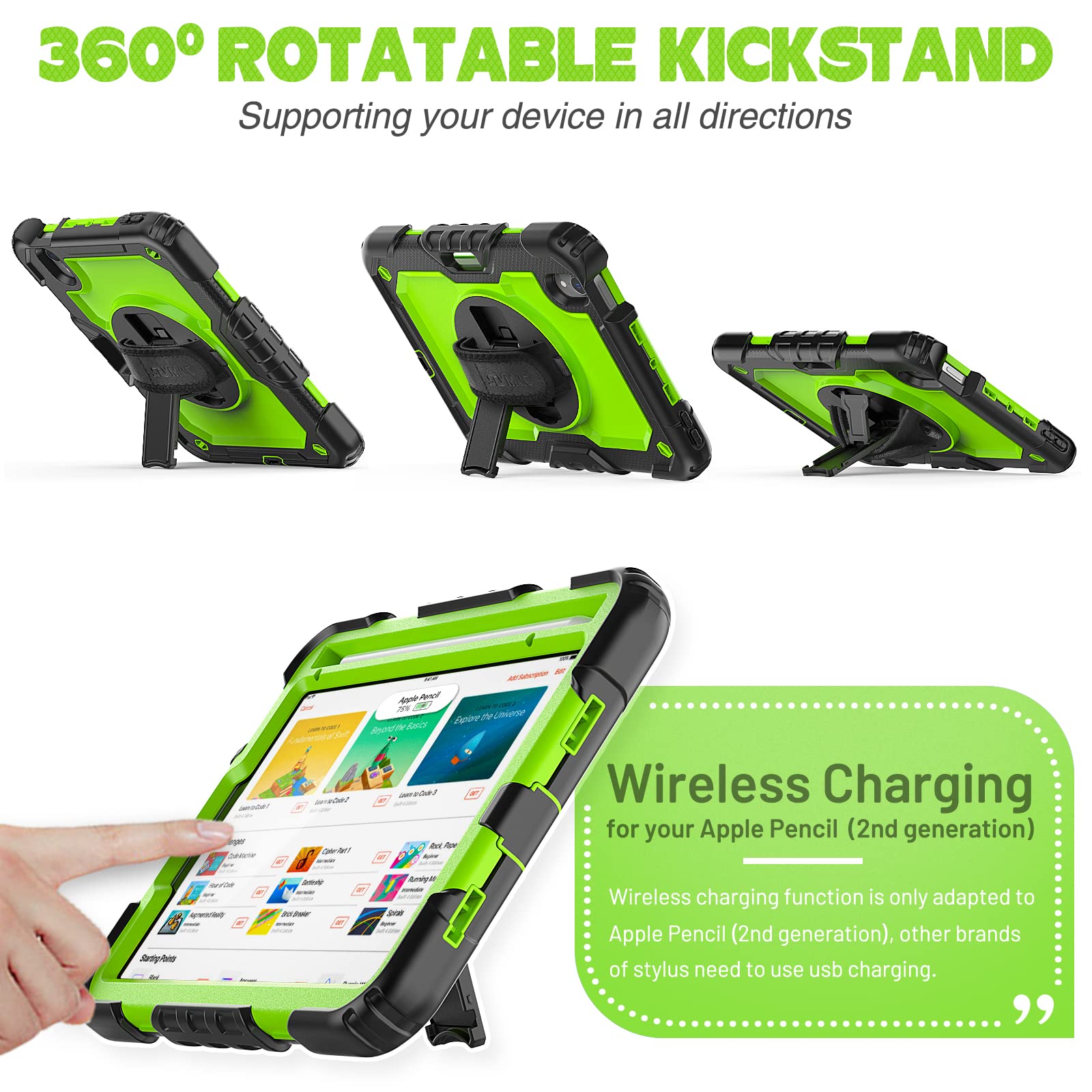 SEYMAC Case For IPad Mini 7/6 8.3-inch - Magnetic Auto Sleep Shockproof Cover With Multi-Angle Stand & Pen Holder