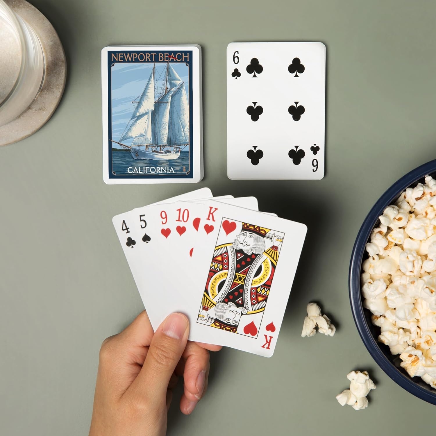 Lantern Press Newport Beach, California, Schooner Sailboat Scene, 52 Playing Cards for Adults, Poker Size Card Deck