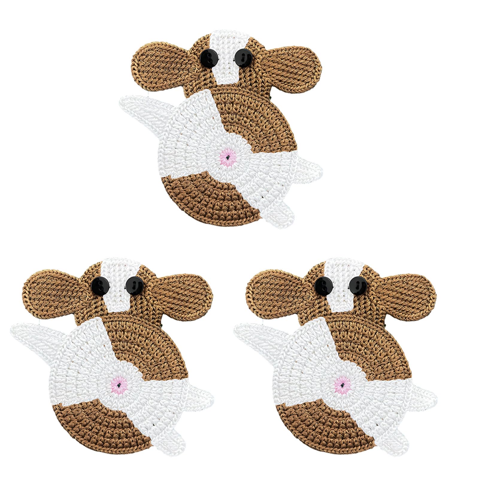3Pcs Knitted Kitchen Coasters Showcasing Distinctive Pet Designs Excellent for Decorations Pet Themed Coasters