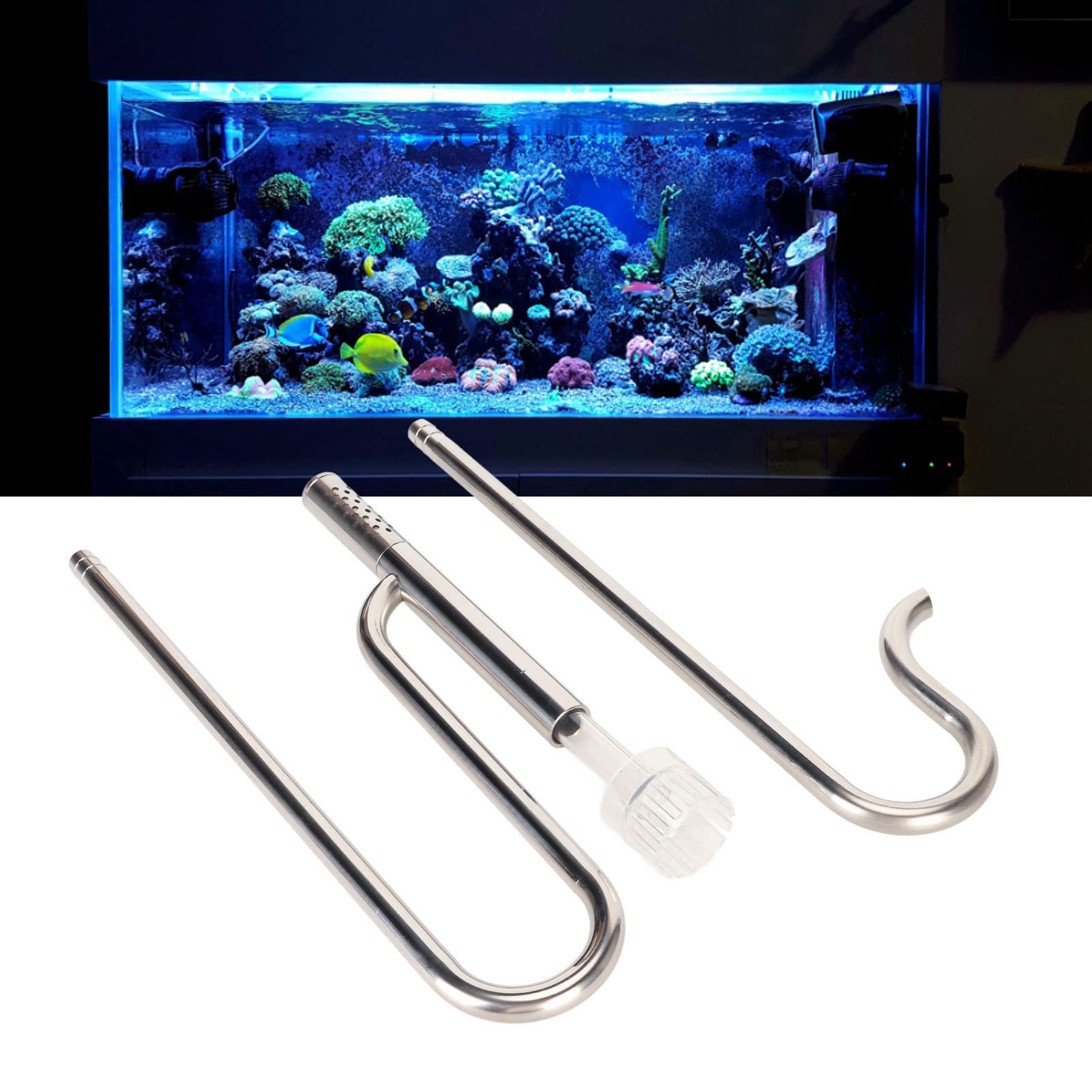 Tyenaza Juego De Tubos De Entrada Y Salida, Tubo De Lirio Ajustable De Acero Inoxidable 304 con Desnatador De Superficie para Filtro De Acuario(16mm)