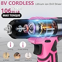 Vista 6 de Tool Set - 8V Cordless Drill Set, 127 Piece Home Tool Set With Hand Drill, Tool Kit for Women & Men, Perfect for Homeowner, Diyer, Handyman, Pink