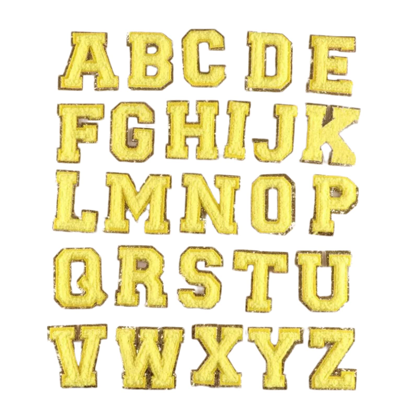 Patchs brodés chenille jaune : 26 lettres alphabétiques de 5,5 cm pour mercerie