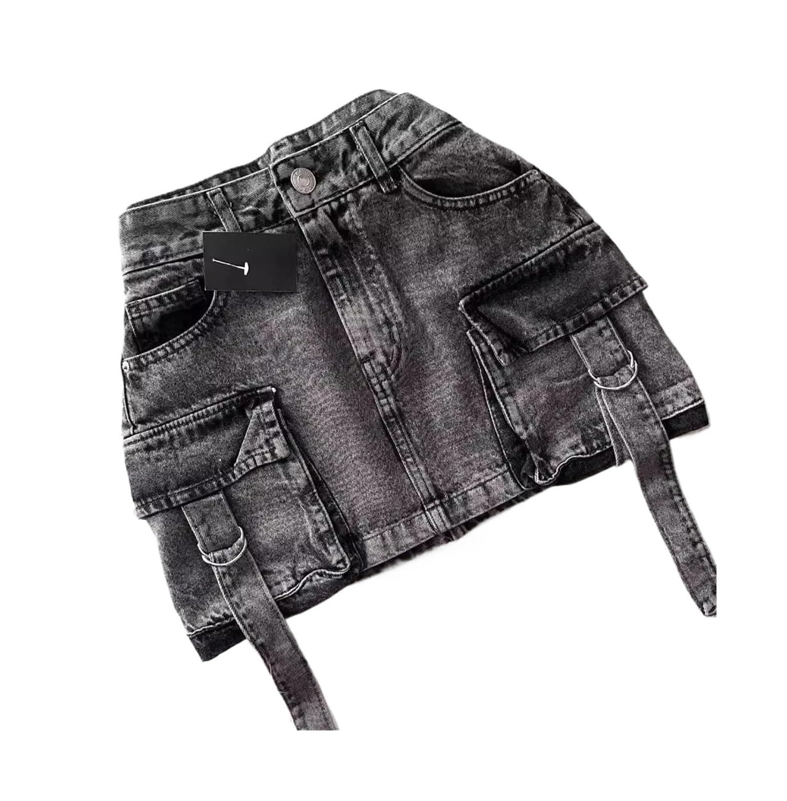 Minifalda Vaquera Faldas Mujer Falda Corta Casual Denim Cintura Alta Cadera Envoltura Una Línea Bolsillos Verano para el día a día