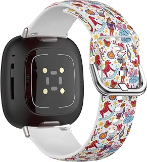 Compatible with Fitbit Versa 3, Versa 4, Sense, Sense 2 (Christmas Nutcracker Pattern) Soft Silicone Sport Band for Women Men, Replacement Bracelet Strap for Fitbit Versa 3 & 4, Fitbit Sense, Sense 2