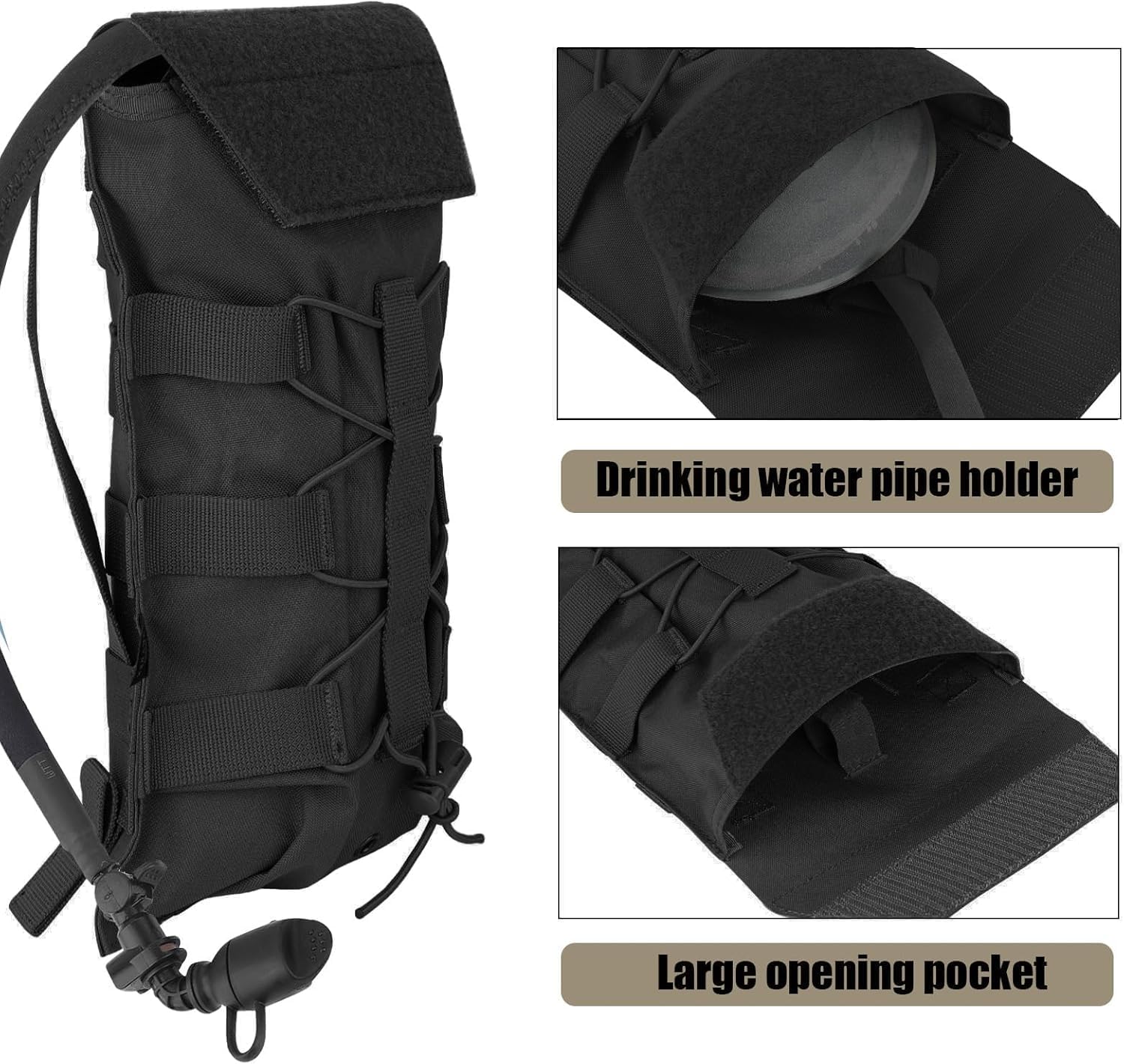 PETAC GEAR 1.5L / 3L Tactical Hydration Pack，Molle Carrier Pouch for 50 oz /100 oz Hydration Bladder Daypack Water Backpack.