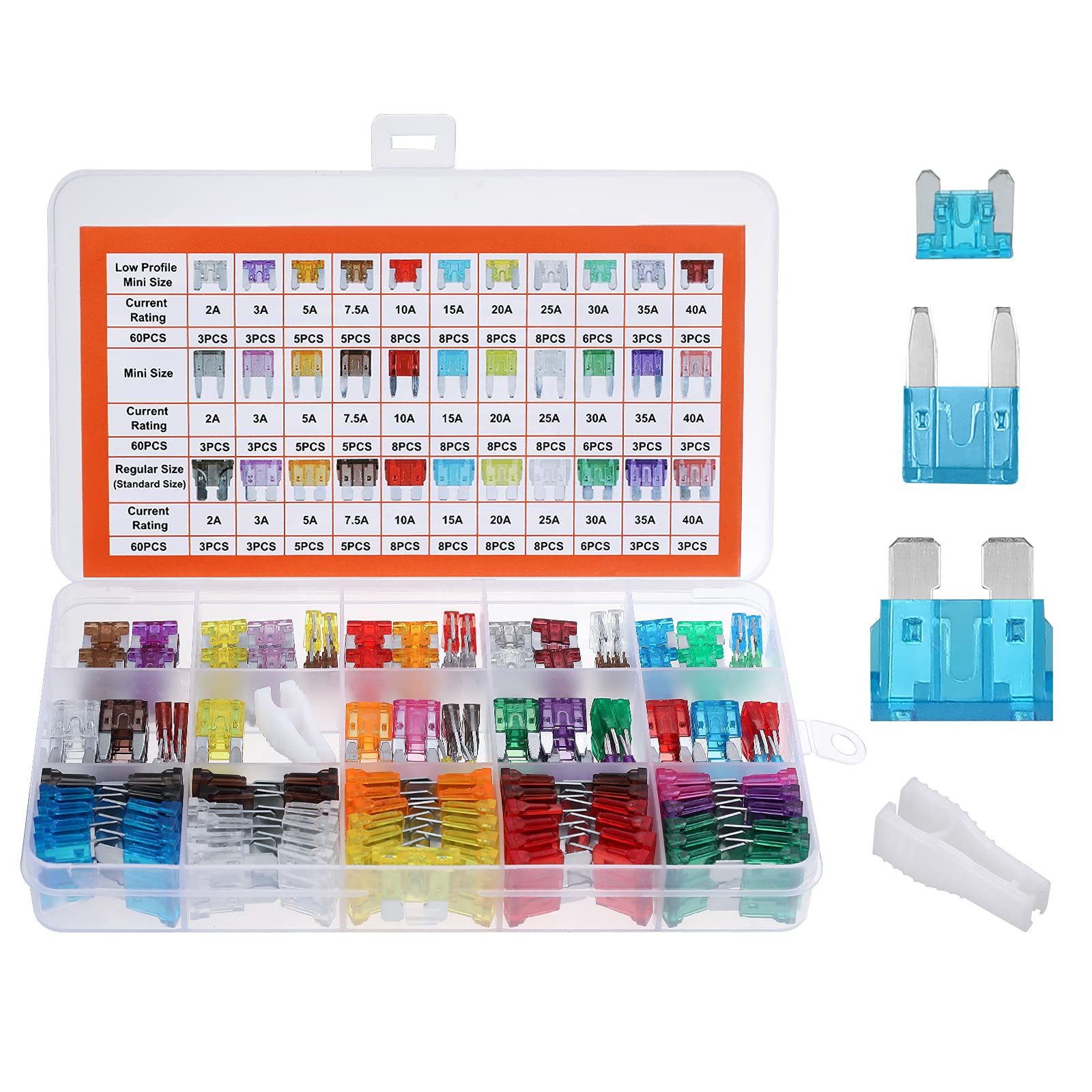 JOREST 180Pcs Car Fuses Assorted Kit, 60 Mini Blade Car Fuse + 60