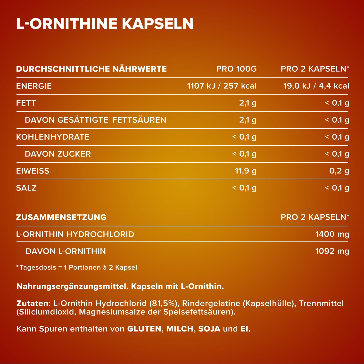 IronMaxx L-Ornithin – Nahrungsergänzungsmittel für eine erhöhte Regenerationskraft besonders in der Muskelaufbau Phase – 1 x 130 Kapseln