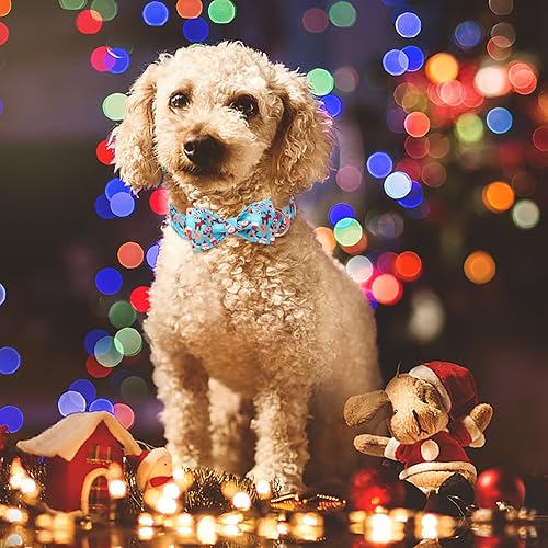 Miniatura 3 de Collares de Navidad para perros grandes con lazo de flores, collar de perro rosa con hebilla de metal de seguridad, collares ajustables para