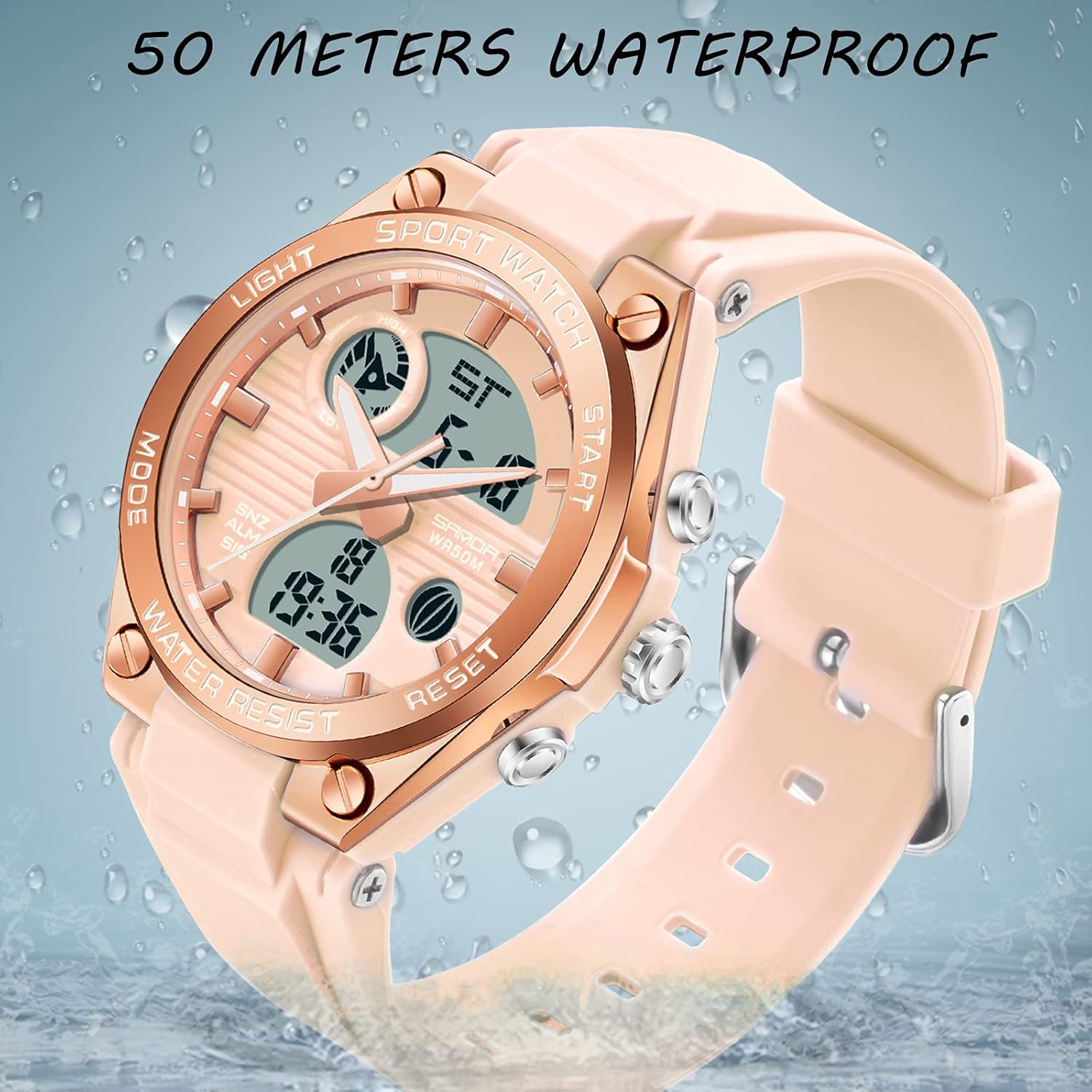 Womens Digital Watch Sport Waterproof Watch Analog LED Backlight Alarm Stopwatch Wrist Watches : Clothing, Shoes & Jewelry