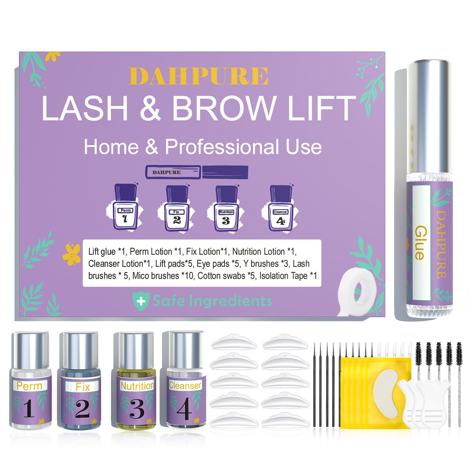 DAHPURE Lash Lift Kit and Eyebrow Lamination Kit, Eyelash Perm Kit at Home for DIY, Semi-Permanent Long Lasting for 6-8 Weeks, Easy to Use at Salon