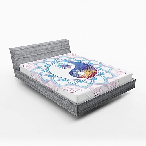 Miniatura 7 de Ambesonne Sábana bajera ajustable con diseño de videojuegos, rayas rojas, diseño retro de los años 90, diseño geométrico, ropa de cama de tela Crema