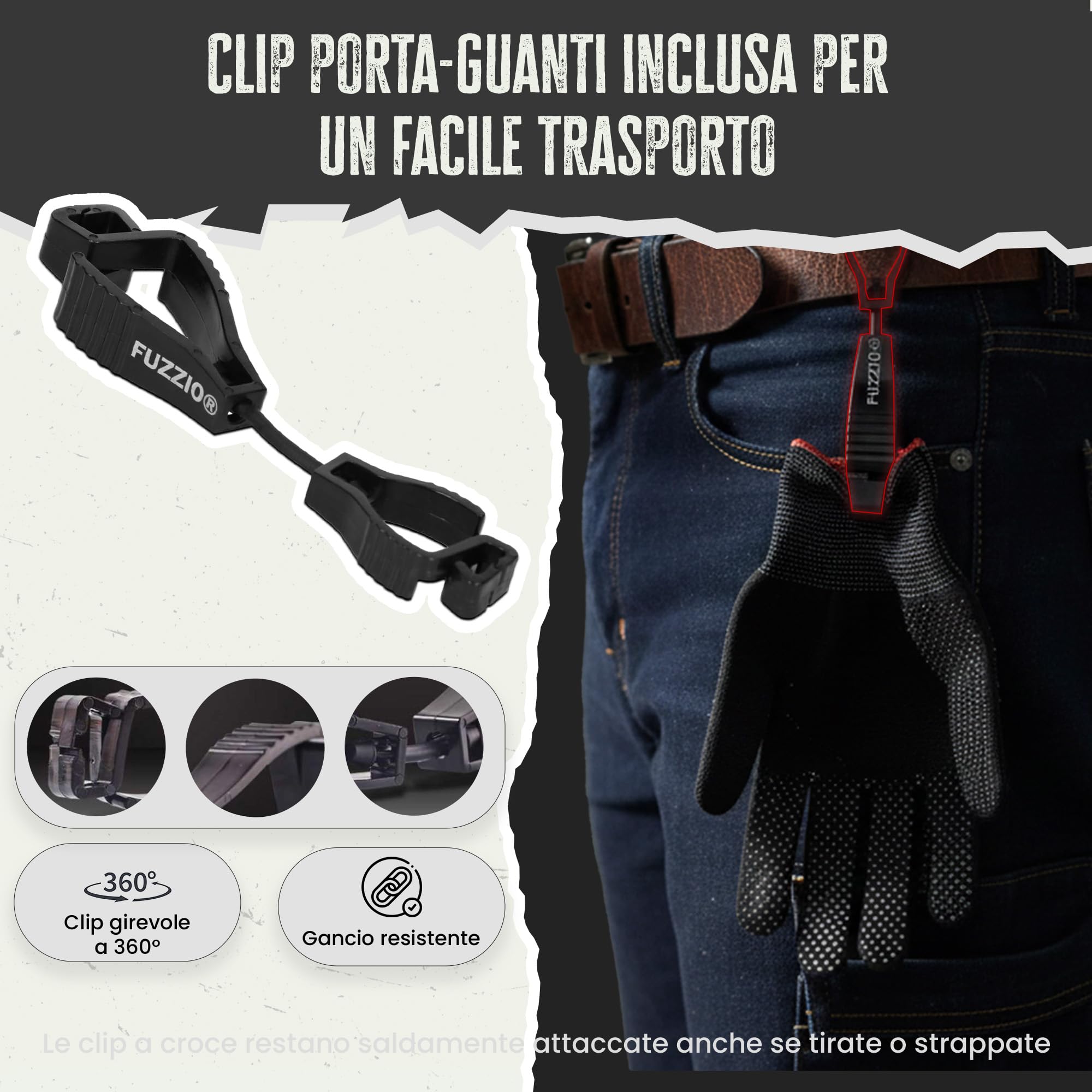 FUZZIO Guanti da lavoro con borchie 24 paia L/9 blu