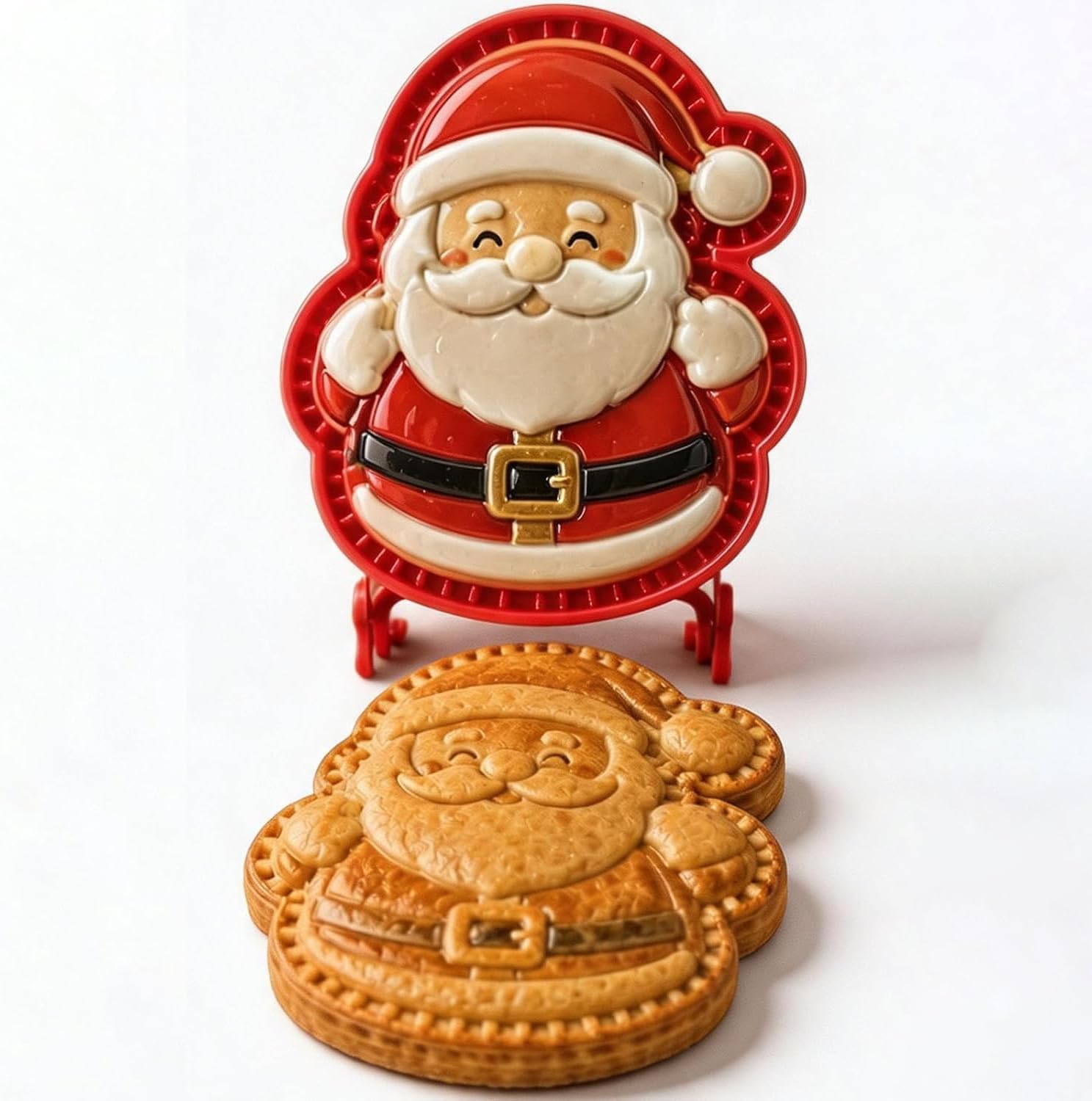 ZFFAFUR Christmas Mini Pie Molds, Reusable Embossed Hand Baking Molds for Santa Claus, DIY Holiday Fruit Dessert Maker, Nonstick Mini Pie Press for Home Baking, Parties and Gifting
