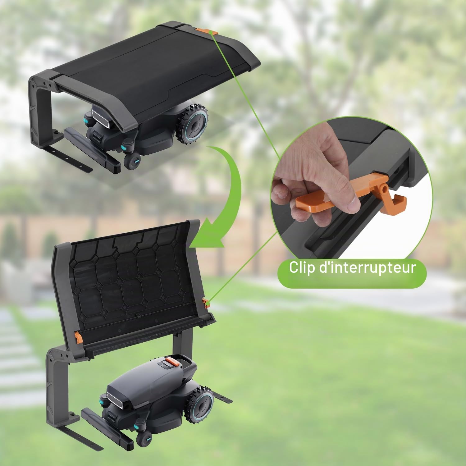 Eulenke Garage Pliable pour Robot Tondeuse | 72 x 56 x 36 cm | Résistant aux Intempéries + Protection UV | Noir