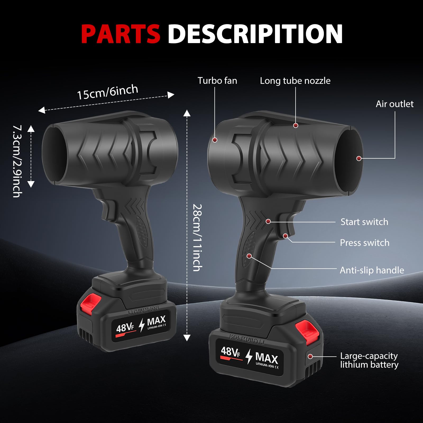 Soplador Turbo Jet Blower, Inalámbrico Secador Coche con Cargador Y batería, 39000 RPM, 1500mah, Eléctrico Recargable Coche Turbojet Soplador De Aire para Quitar La Nieve, Quitar El Polvo, Secar