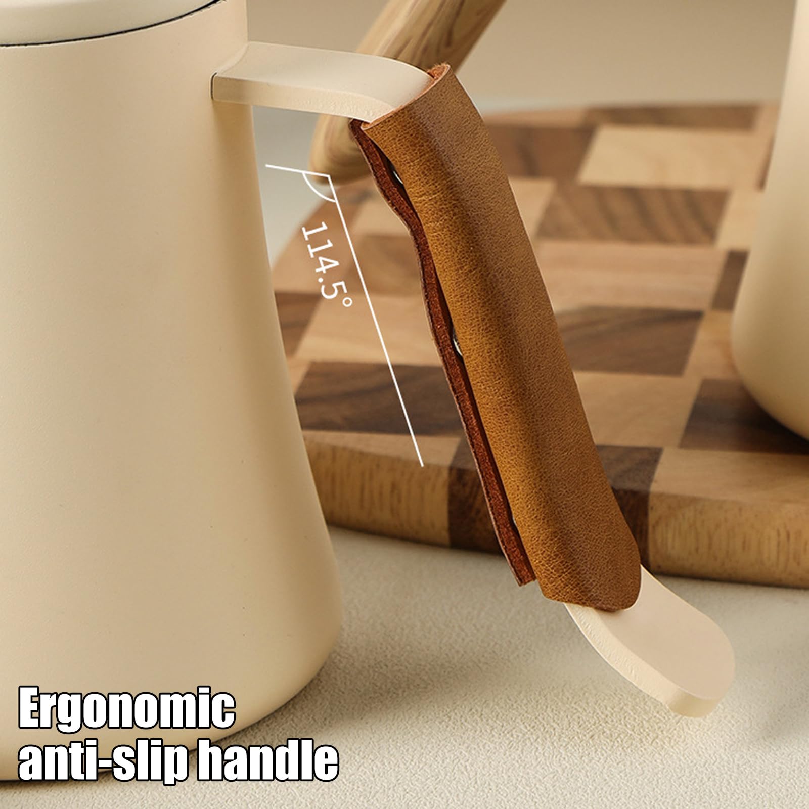 PANGBOER Caffè sofisticato in acciaio inossidabile da 600 ml che fa bollitore con forma ad arco e bollitore semplice di visualizzazione della temperatura di manutenzione