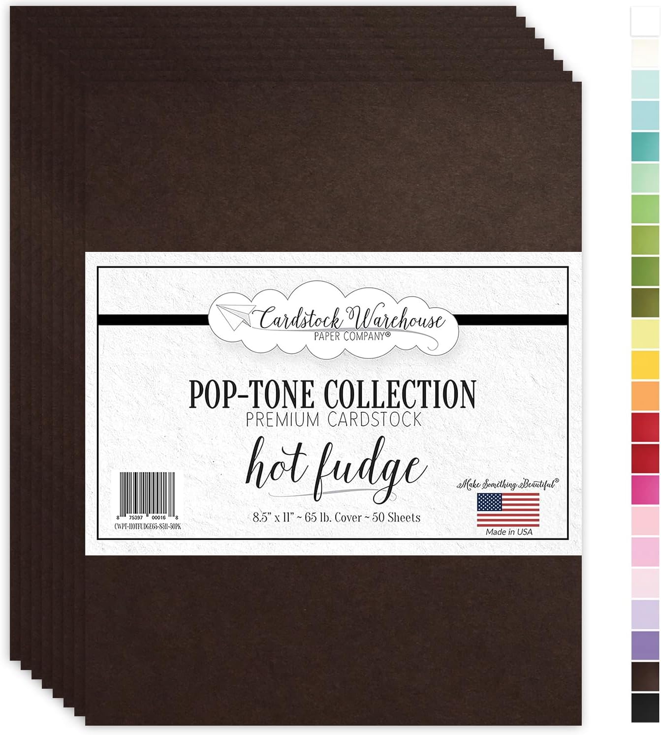 Cardstock Warehouse Pop-Tone Hot Fudge Brown Cardstock Paper โ 50 Sheets, 8.5 x 11" - 65 lb / 175 GSM Premium Brown Card Stock for Die-cutting, Crafts, Printing, Card Making and DIY Projects