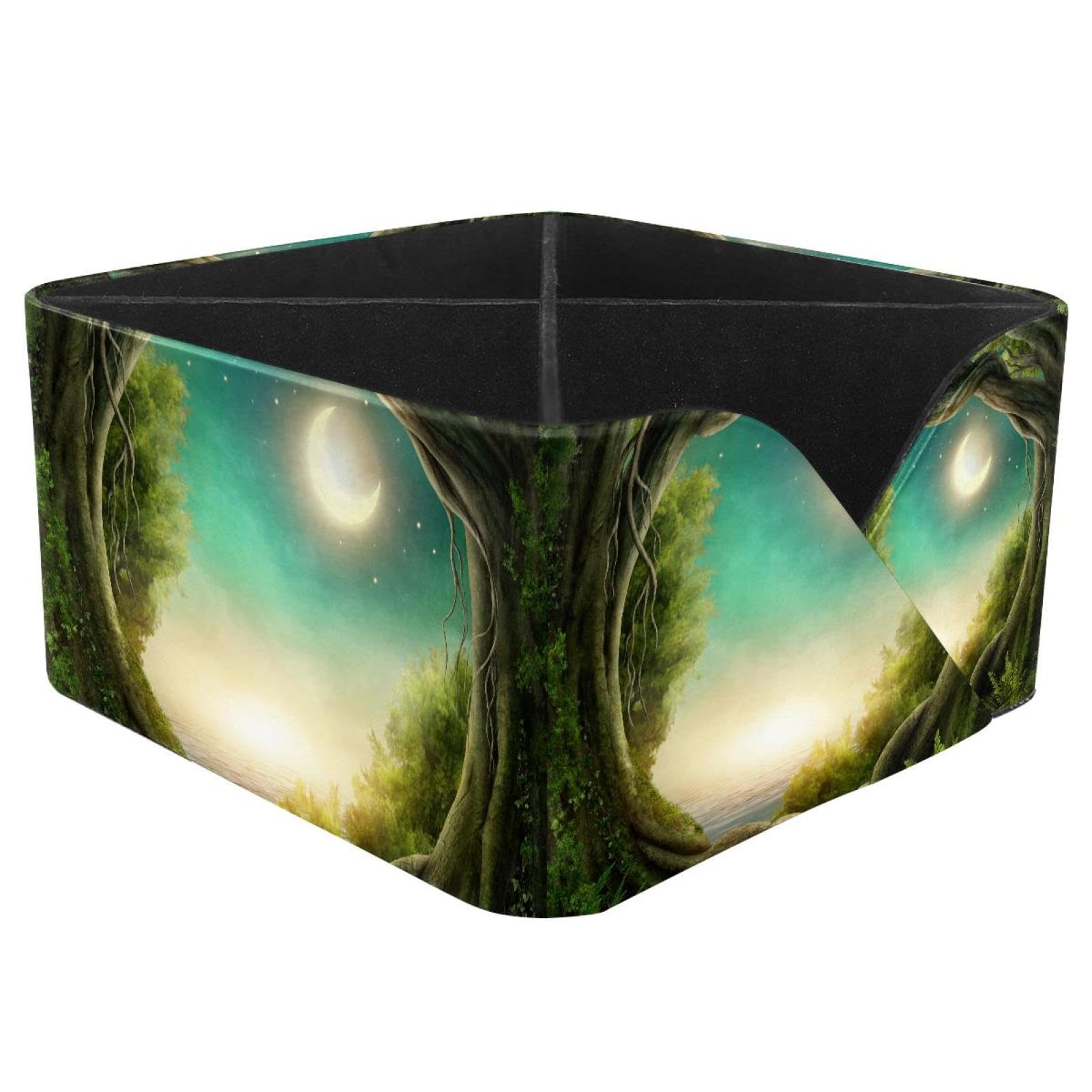 KengjuTesu Enchanted Dark Forest in the Moonlight Desktop Organizer Pen Holder, Rectangular Pencil Cup for Office, Study and Makeup Stations
