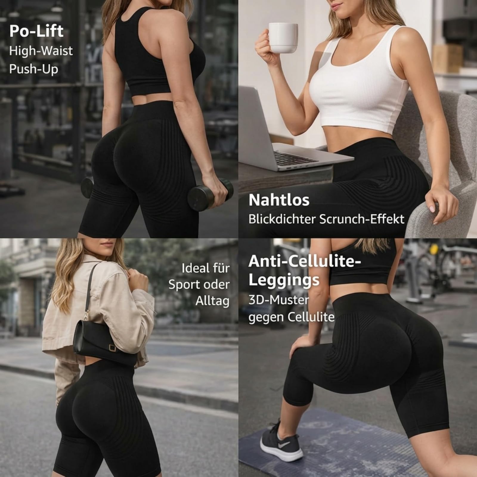 2 Stück Coreex Celluflex 3D-Kompressionsleggings, Kurze Leggings Damen Anti Cellulite Leggins 2026 Kompressionsleggins Damen Lipödem Lymphdrainage Gym Scrunch Sport Yoga Hose Sportbekleidung