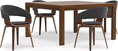 SIMPLIHOME Lowell/Wilson 5-Piece Dining Set in Charcoal Grey for The Dining Room and Kitchen