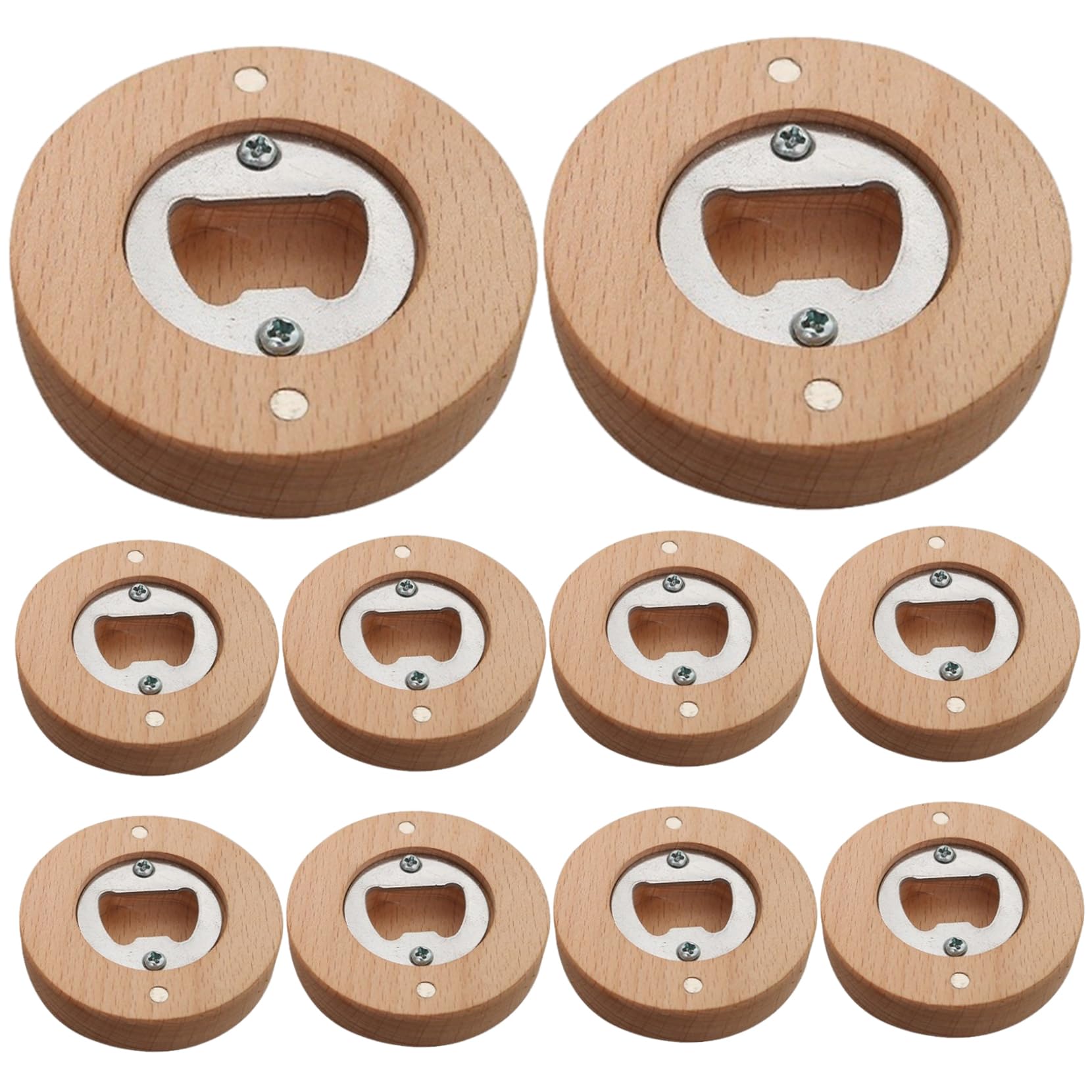 Décapsuleur magnétique en bambou rond 6,1 cm aimant frigo décoration bar lot de 10 pièces