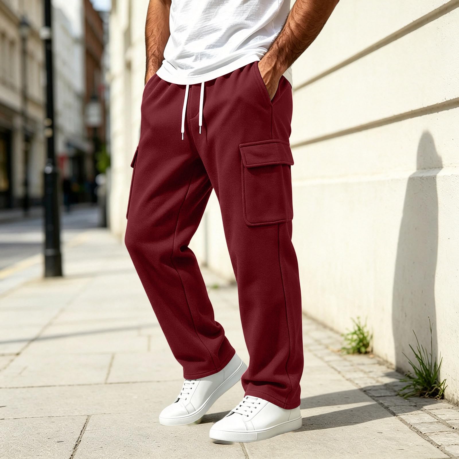 LUCKME Pantaloni Cargo Uomo Cotone Jogger Baggy Fitness Elasticizzati Slim