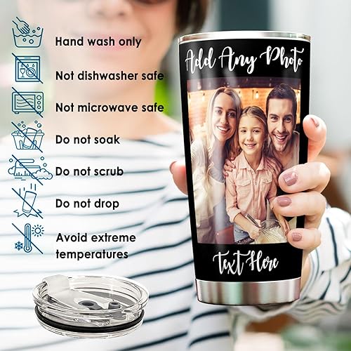 Miniatura 10 de Vaso de fotos personalizado para papá mamá familia taza de viaje de acero inoxidable con impresión de doble cara aislada imagen personalizada y