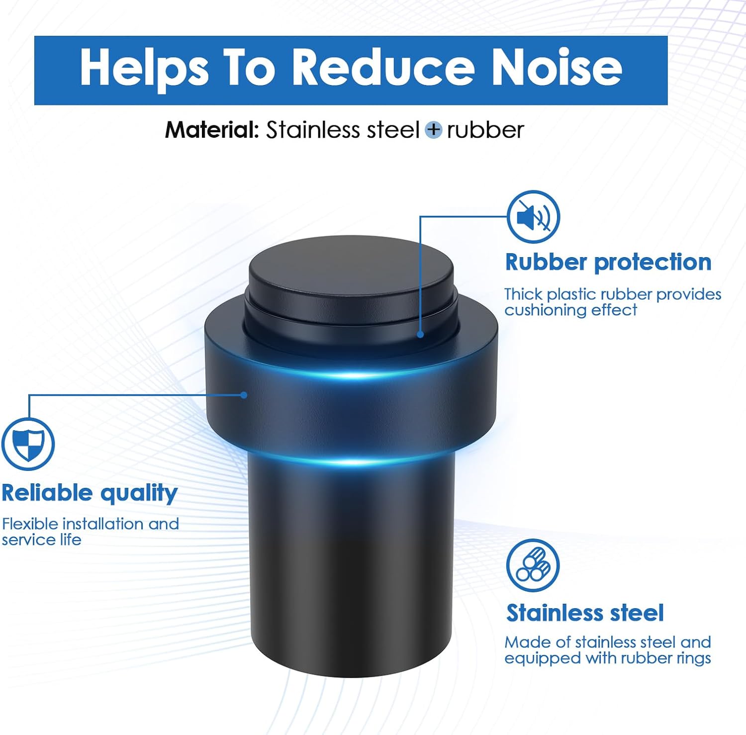 24 Pack Floor Door Stopper, Door Stoppers Wall Mount Heavy Duty, Doorstop with Rubber Rings, Modern Decorative Solid Doorstops Security Floor Mount Anchor Screw, Wall Protector for Cabinet