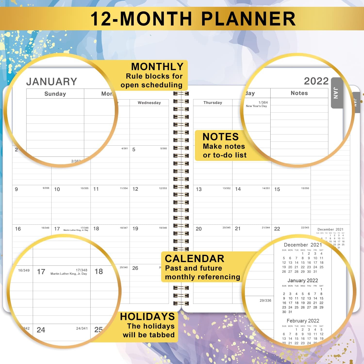 2022 Weekly Appointment Book & Planner - Daily Hourly Planner 2022, 8'' x 10'' Daily Planner, Jan. 2022-Dec. 2022, Appointment Calendar 2022, Appointment Planner with Monthly Tabs, Flexible Cover