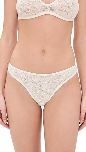 Eberjey Women's Soft Stretch Recycled Lace Thong, Ivory, L