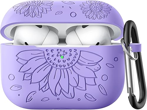 Compatible con Airpods Pro de 2 generación y funda para Airpod Pro, funda de silicona con grabado de girasol, compatible con Apple Airpods Pro 2 USB