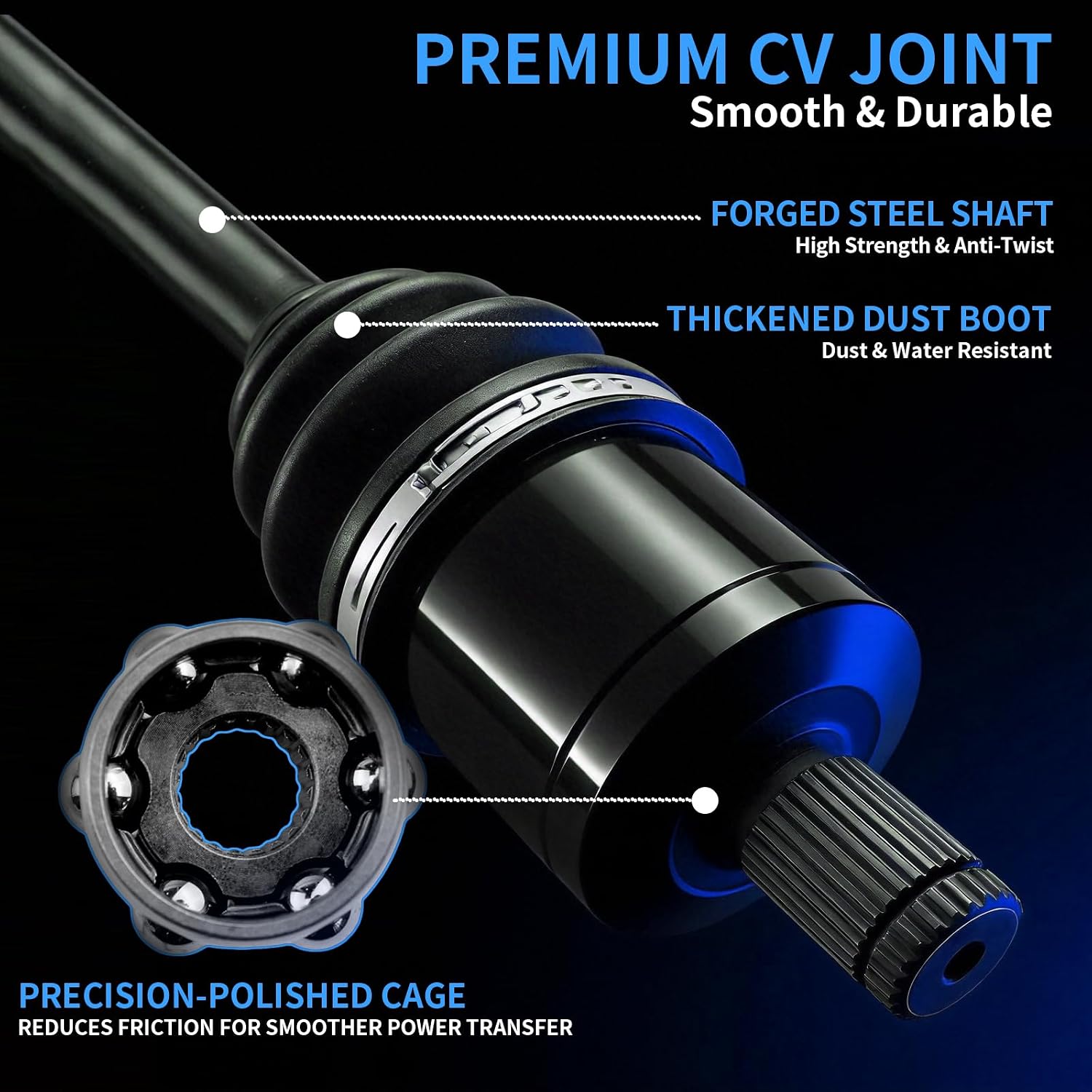 2PCS Front Left & Right CV Axle Shaft Assembly, Premium CV Joint | Compatible with Polaris Ranger XP 1000 2017-2020, Crew XP 1000 2019-2020, Replaces OEM 1332637