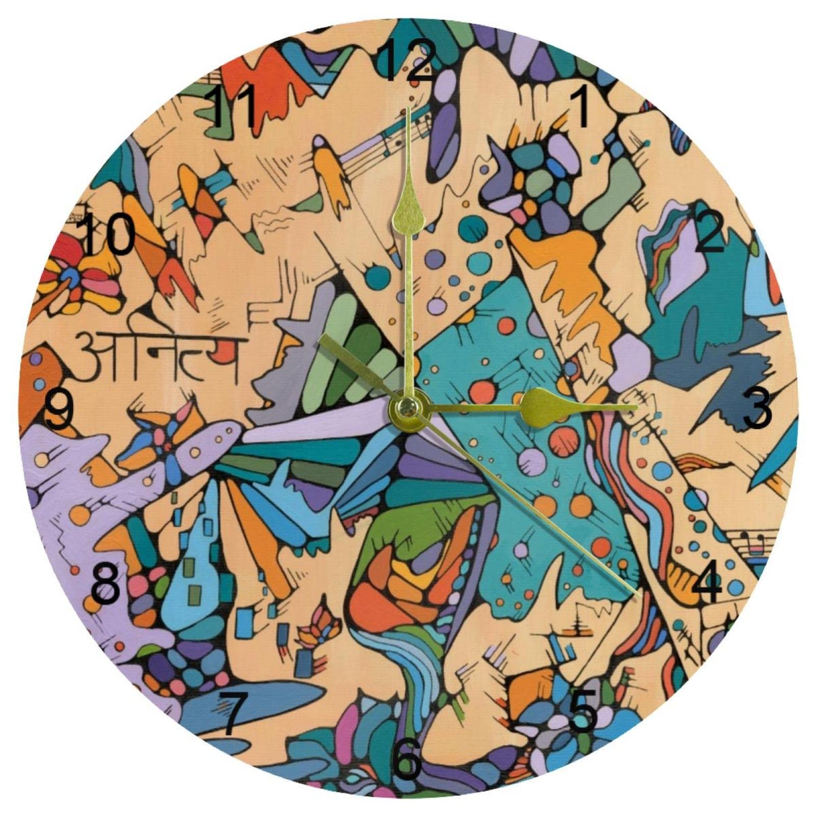 Horloges murales colorées 25,4 cm silencieuses sans tic-tac pour bureau et cuisine